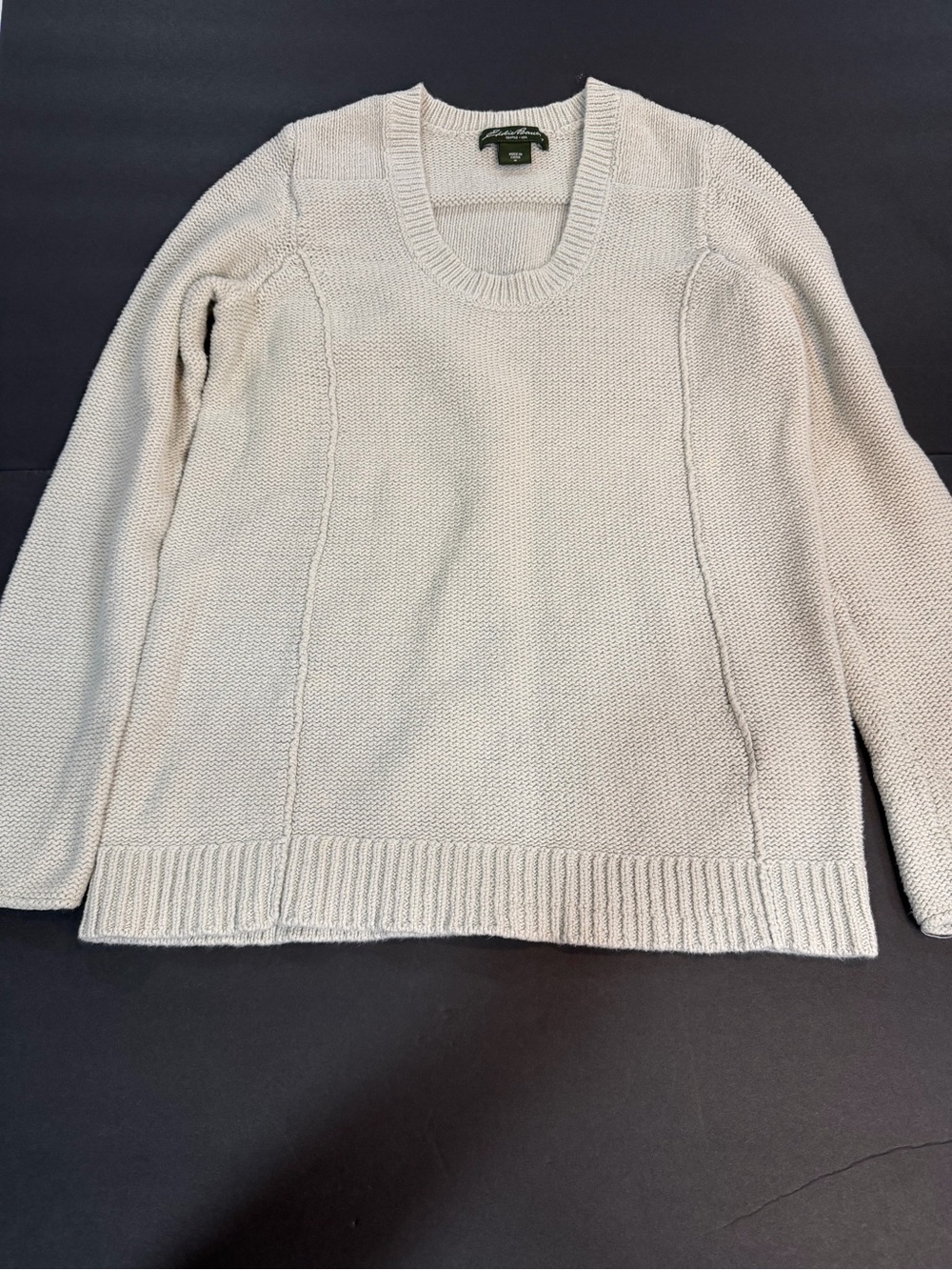 Eddie Bauer Cream Scoop Neck Knit Sweater